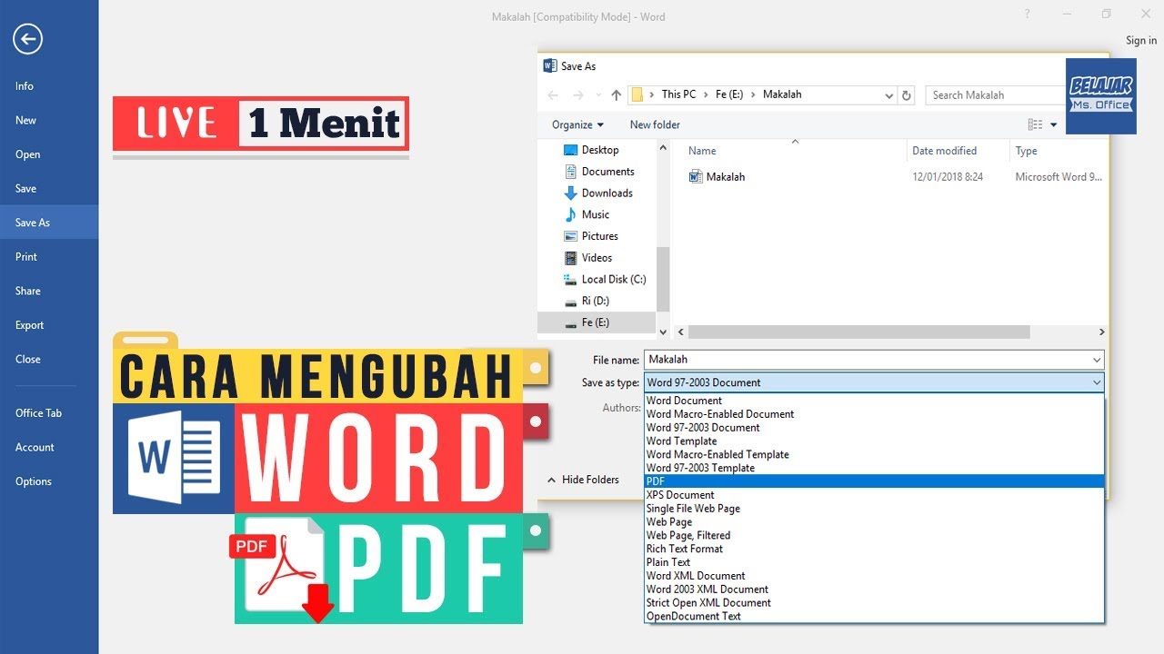 cara mengubah word ke pdf